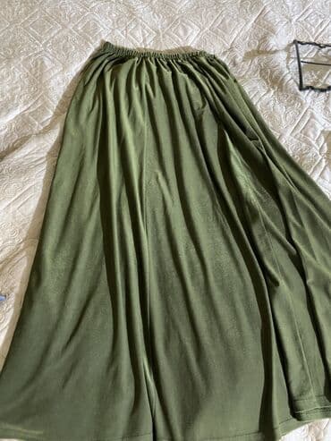 uzun etek: Qadın ətəkləri dəsti - Model 1: Zeytun-yaşıl rəngdə, uzun, axıcı — 1