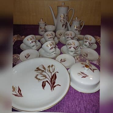 сахарница: Çay dəsti, rəng - Bej, Farfor, 6 nəfərlik, Almaniya — 1