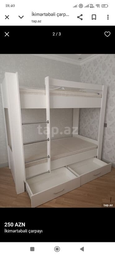 tek taxtlar: Oğlan və qız üçün, Çarpayı, Matras ilə, Siyirməli — 2