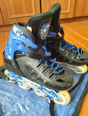 online vurğu lüğəti: Long Feng markalı inline konki - Rəng: qara-mavi - Bağlama sistemi — 2