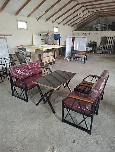 sədərək bağ mebelləri: Yeni, Dördbucaq masa, 3 stul, Qatlanan, Stullar ilə, Metal — 1