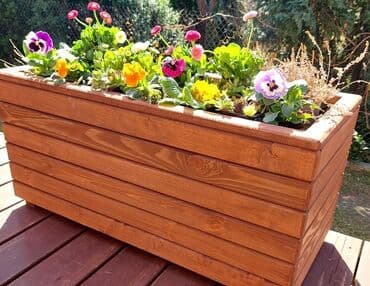 Gübrələr: Dibçəklər hər ölçüdə kafe Ağacdan dekorativ uzun formalı dibçək/qutu — 1