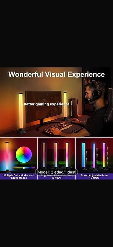 demir dekor: RGB IC Müdrik LED işıq sütunu – 2 ədəd/1 dəst - 16+ milyon rəng — 3