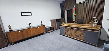 kreditle kombi: Ofis mebel dəsti Tərkib: - Geniş iş masası: Təbii taxta teksturalı — 6