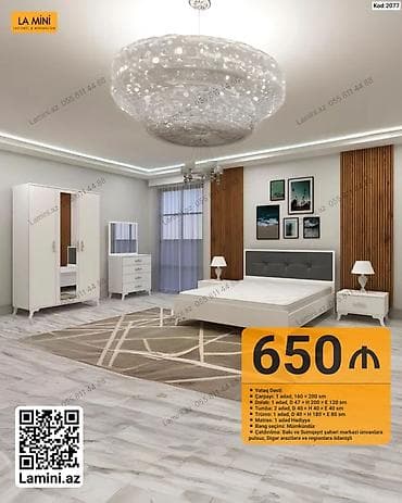 Yataq Dəsti – Kod: 2077 Komplektə daxildir: - Çarpayı: 1 ədəd, 160 × — 1
