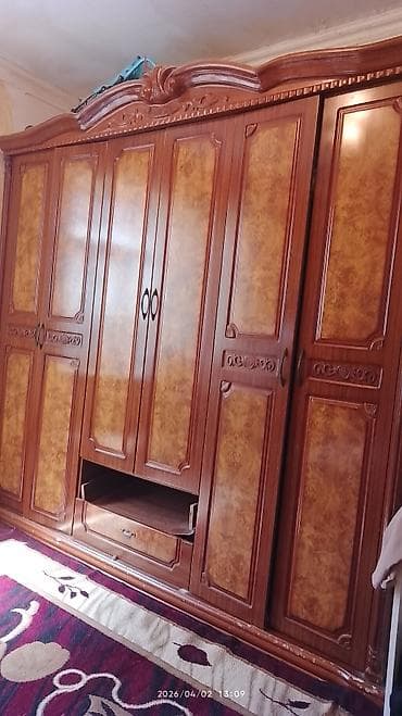 yataq dolabi: 6 qapı, Siyirməli, Qəhvəyi, Digər material, Açılan, Düz dolab — 3