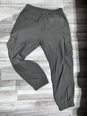 klon geyimi: Boz rəngli kişi cargo şalvarı - Model: Yüngül parça, idman/şəhər — 2