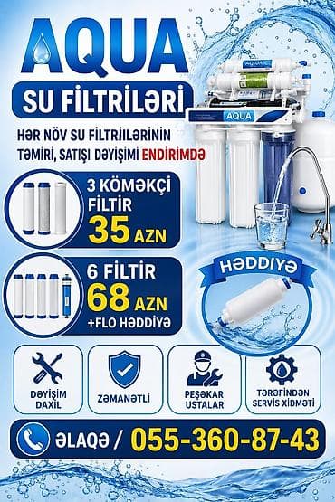 ucuz su çənləri: SU FİLTİRLƏRİNİN DƏYİŞİMİ ENDİRİMDƏ 3KÖMƏKÇİ FİLTİR-35AZN — 1