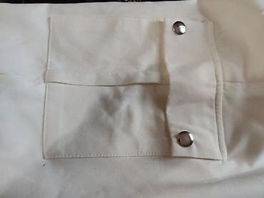 cargo pants: Ağ rəngli qadın cargo şalvarı - Model: Yüksək belli, kağız-kəmər — 2