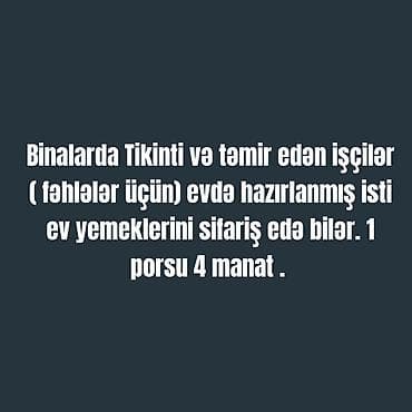 Salam Binalarda Tikinti və təmir edən usta və fəhlələr üçün evde