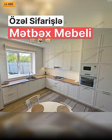 Özəl sifarişlə mətbəx mebeli - Dizayn: L formalı, klassik ağ — 1