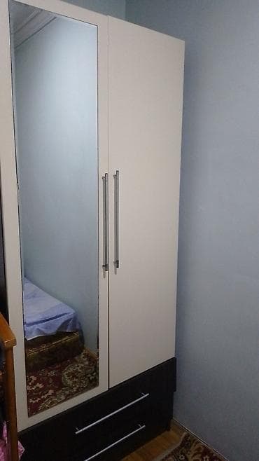 divar dolabi: 2 qapılı, Güzgülü, Bej, Digər material, Açılan, Düz dolab — 1
