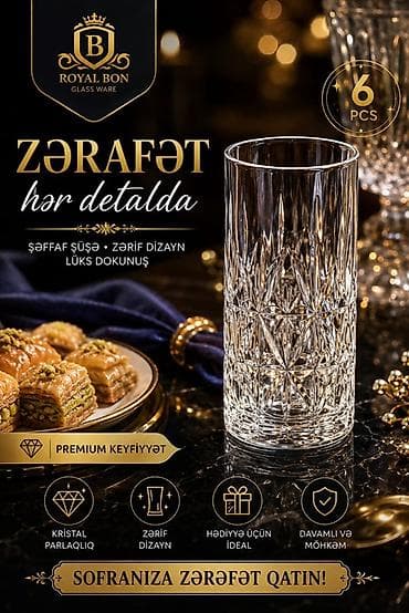 tap.az saatli: Stəkanlar, Şüşə, 6 ədədli dəst — 1