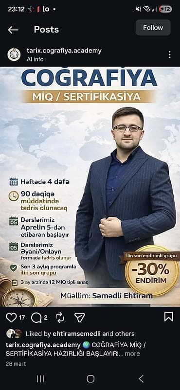 kimya kursu: Repetitor, Coğrafiya, İmtahanlara hazırlıq — 1