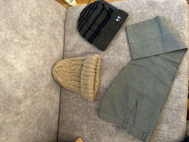 Qış aksesuarları dəsti - 2 ədəd papaq: - Tünd boz-qara zolaqlı