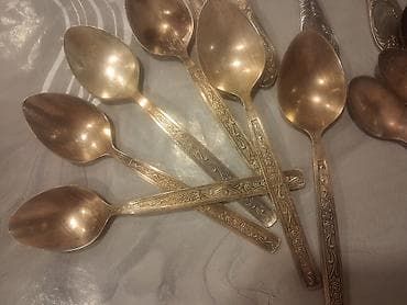 Kolleksiya çəngəl–qaşıq dəsti - Material: metal ərintisi, qızılı/boz