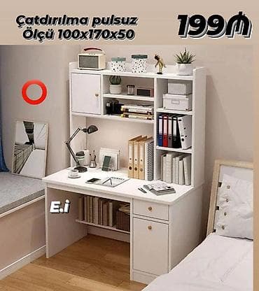 Masa və üst rəfli kitablıq dəsti - Ölçü: 100x170x50 sm - Qiymət: 199₼