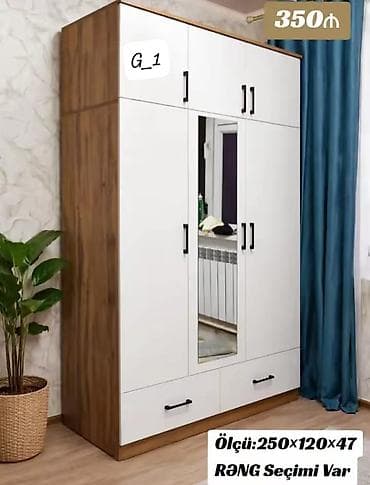 taxta ref: G_1 model paltar dolabı - Ölçü: 250 × 120 × 47 sm - Geniş üst — 1