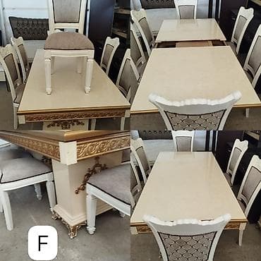 Qonaq otağı üçün, İşlənmiş, Açılan, Dördbucaq masa, 6 stul — 1