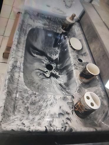 mini tablolar: Hamam ve Metbex üçün moyka. - Material: mərmər naxışlı daş-kompozit — 2