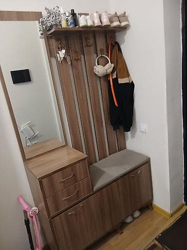 dəhliz dolab: 2 qapılı, Güzgülü, Qəhvəyi, Digər material, Açılan, Düz dolab — 1