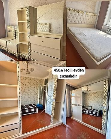 Двуспальная кровать, Трюмо, Тумба, Шкаф, Б/у — 1