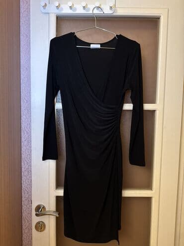 вечерние бежевые платья: Qara rəngli qadın geyimi – zərif midi don - Model: Krujeva olmayan — 2