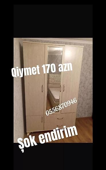 çekmece: Yeni, 3 qapılı, Güzgülü, Bej, Digər material, Açılan, Düz dolab — 9