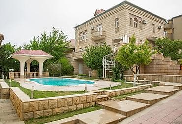 Hovuzlu, geniş həyətli bağ evi - Üçmərtəbəli daş tikili, klassik