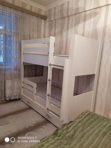 двуспальная кровать с подъемным механизмом: Для девочки и мальчика, Новый, Кровать, С матрасом, С выдвижными ящиками, Ламинат — 4