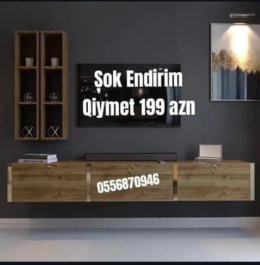 ders masaları: Yeni, Düz TV altlığı, Polkalı, Laminat, Azərbaycan — 1