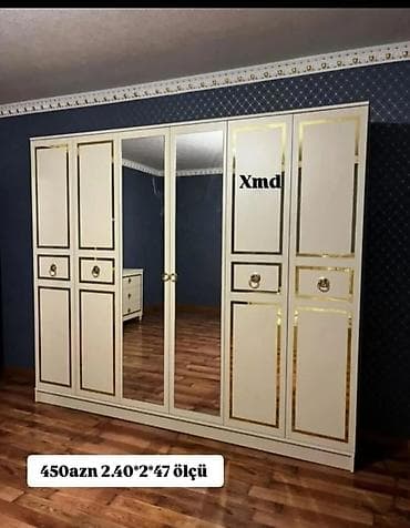 2 ci el metbext mebelleri: Yeni, 6 qapı, Güzgülü, Digər rəng, Digər material, Açılan, Düz dolab — 3