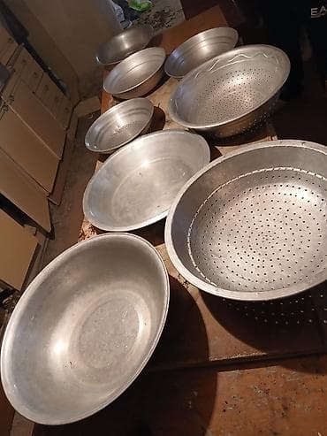 чайный сервис: Alüminium qab və süzgəc dəsti - Material: yüngül və davamlı alüminium — 1