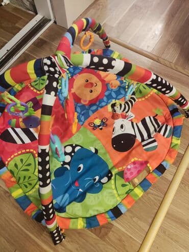 uşaq xalca: Rəngarəng uşaq oyun xalçası və asmalı gym - Dairəvi, yumşaq oyun — 2