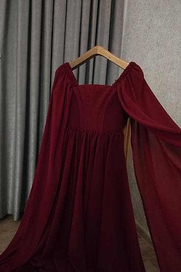 xari bulbul simvolu: Bordo-şərab tonlarında uzun ziyafət geyimi 1dəfə geyinilib dərzi — 1