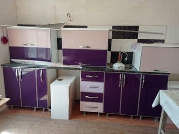 Шкафы: Mətbəx mebel dəsti - Rəng: bənövşəyi və açıq çəhrayı kombinasiyası — 1