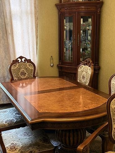 taxta bisetkalar: Qonaq otağı üçün, Açılmayan, Dördbucaq masa, 6 stul — 5