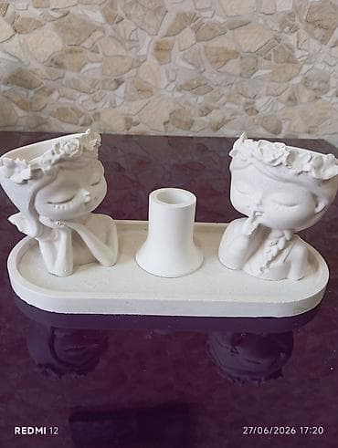 samdan: Dekorativ masa dəsti – 3 elementli kompozisiya - Material: ağ rəngli — 3