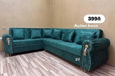 ucuz metbex stol stullari: Künc divan, Qonaq otağı üçün, Vеlur parça, Bazalı, Açılan — 1