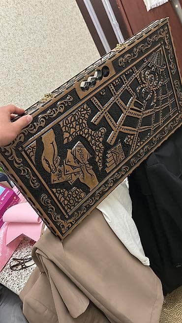 Нарды: Taxta nərd dəsti – əl işı - Material: Qoz ağacından hazırlanıb - — 5