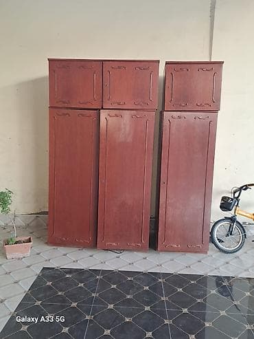 6 qapı, Qəhvəyi, Taxta, Açılan, Düz dolab