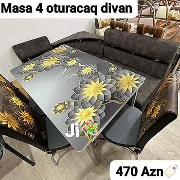 pc masa: Mətbəx üçün, Yeni, Açılmayan, Dördbucaq masa, 4 stul — 1