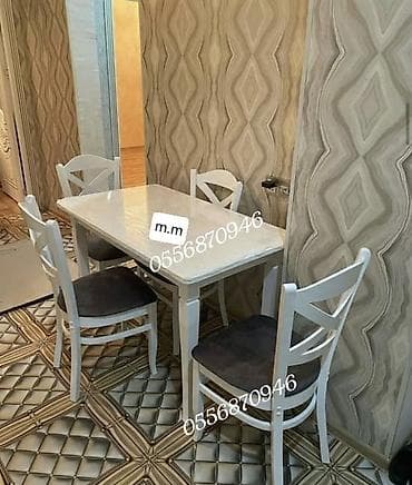kamo: Mətbəx üçün, Yeni, Açılmayan, Dördbucaq masa, 4 stul — 1