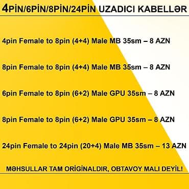 Elektronika: Kabellər "4/6/8/24pin 35sm Uzadıcı Original" MƏHSULLAR TAM — 2