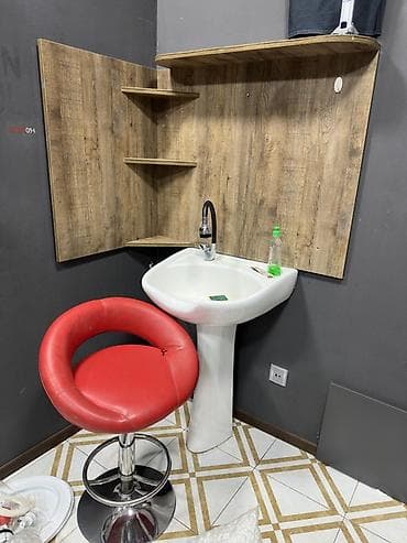 stol masa: Bərbər/xair salonu üçün künc yuma (rakovin) komplekti və bar taburesi — 2