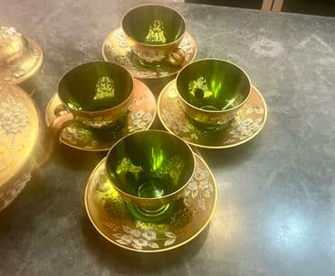 gehve: Çay dəsti, rəng - Yaşıl — 7