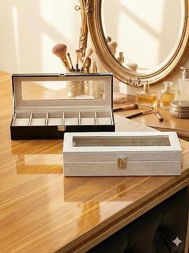 renos saat: Saatlar üçün vitrin qutu - 6 bölməli saxlama: hər bölmə yumşaq — 1