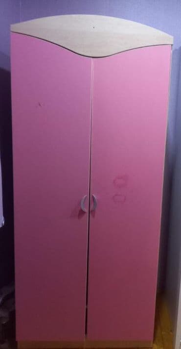 Təknəfərlik uşaq çarpayıları: Qız üçün, İşlənmiş, 2 qapılı, Açılan, Düz dolab — 1