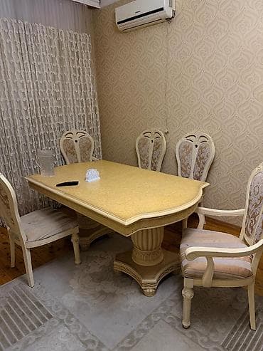 Qonaq otağı üçün, İşlənmiş, Açılan, Oval masa, 6 stul