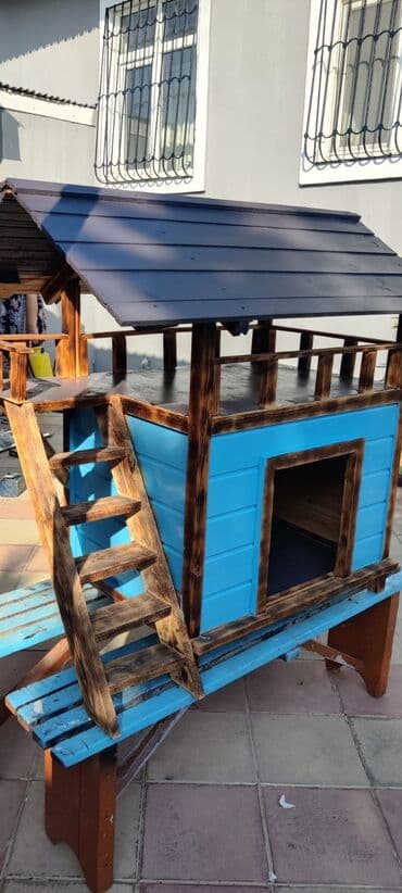 дом для собак: İki mərtəbəli taxta it evi - Material: tamamilə ağacdan hazırlanıb — 3